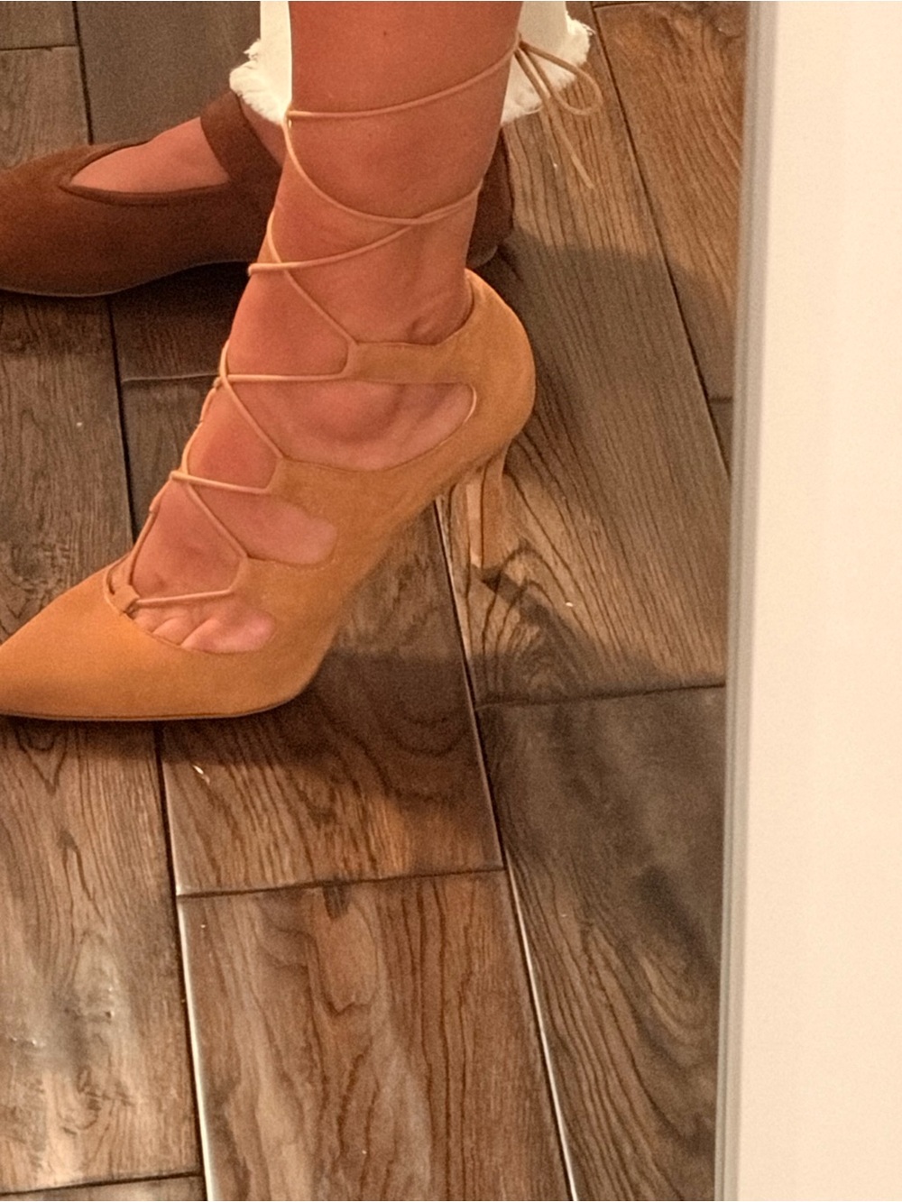 Women's Lace-Up Pointed Toe Heels - camel color
